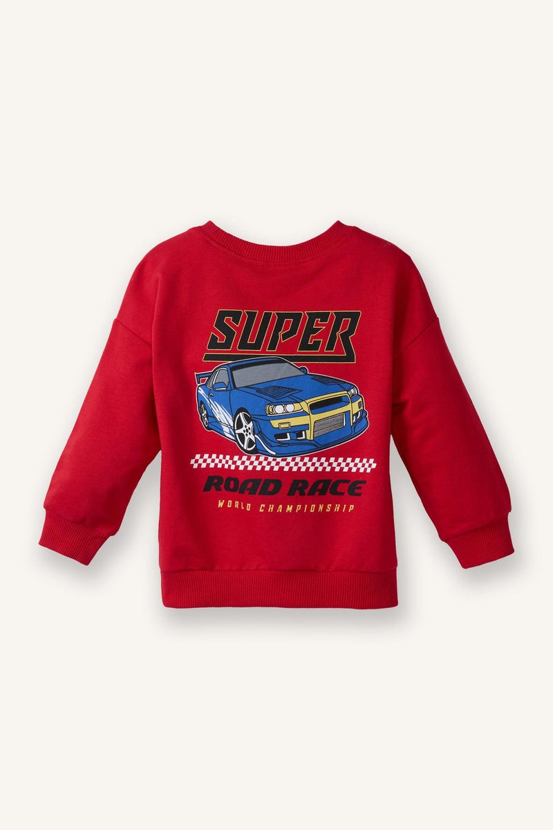 DeFacto Red BabyBoy Baby Boy Crew Neck Printed Sweatshirt Casual - Image 2